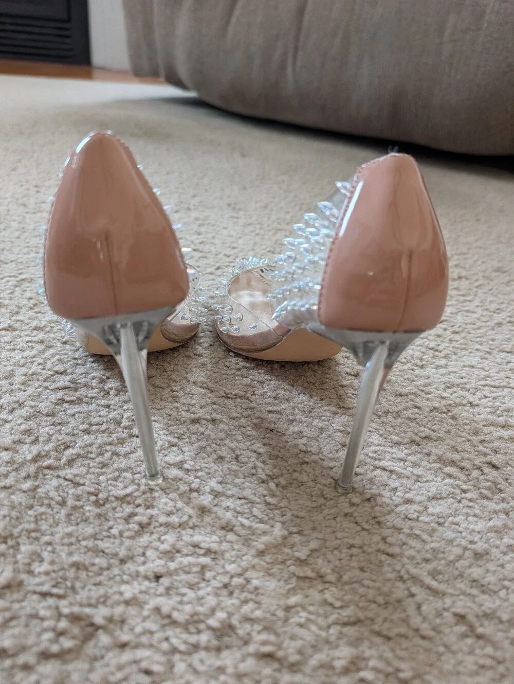 Steve Madden Tolima Clear Pointed Stiletto Pumps with Studs